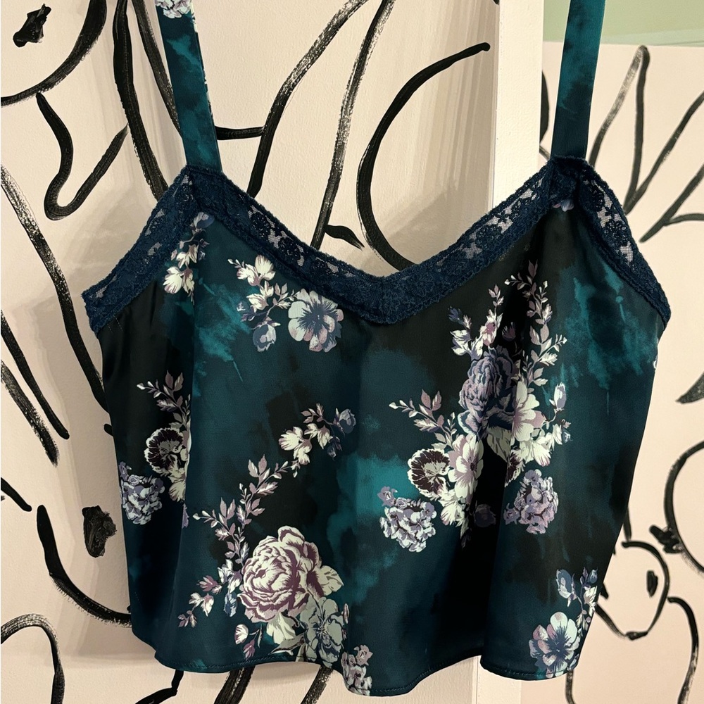 Urban Outfitters Floral Camisole in Teal and Navy
